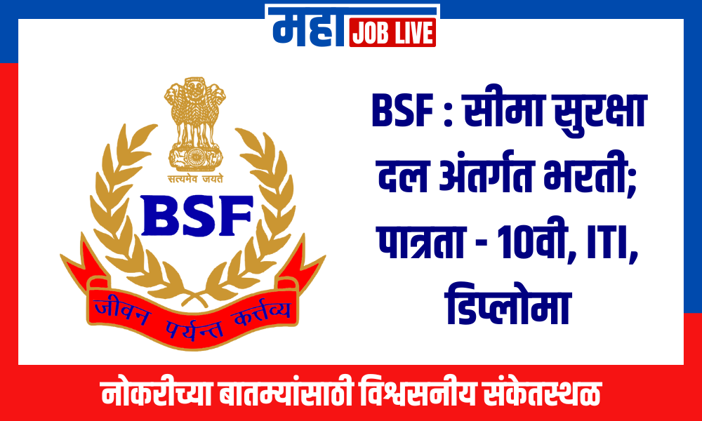 BSF : सीमा सुरक्षा दल अंतर्गत भरती; पात्रता – 10वी, ITI, डिप्लोमा